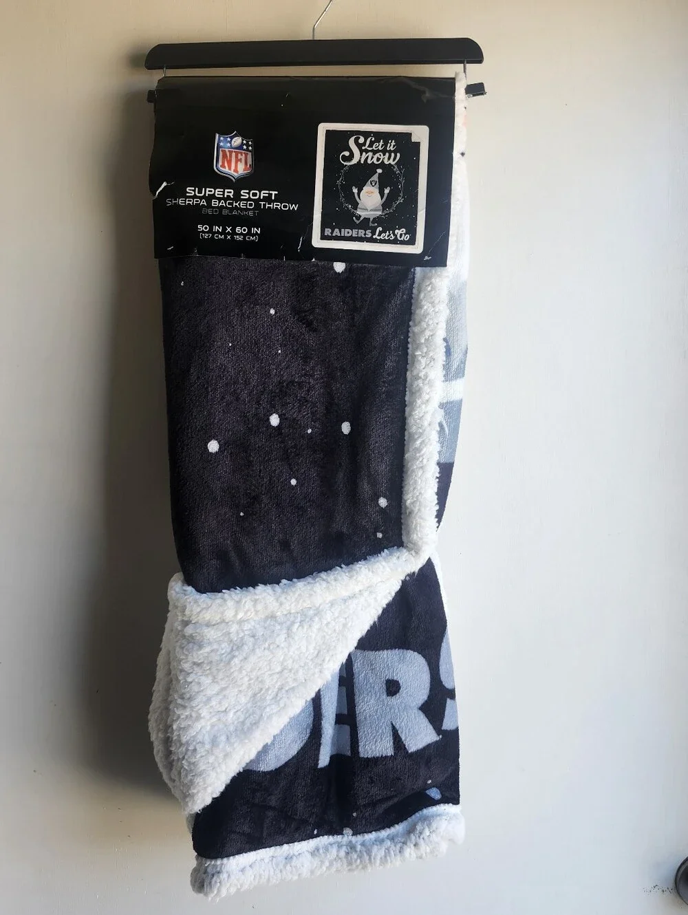 NFL Raiders Sherpa Throw Blanket - Black & White